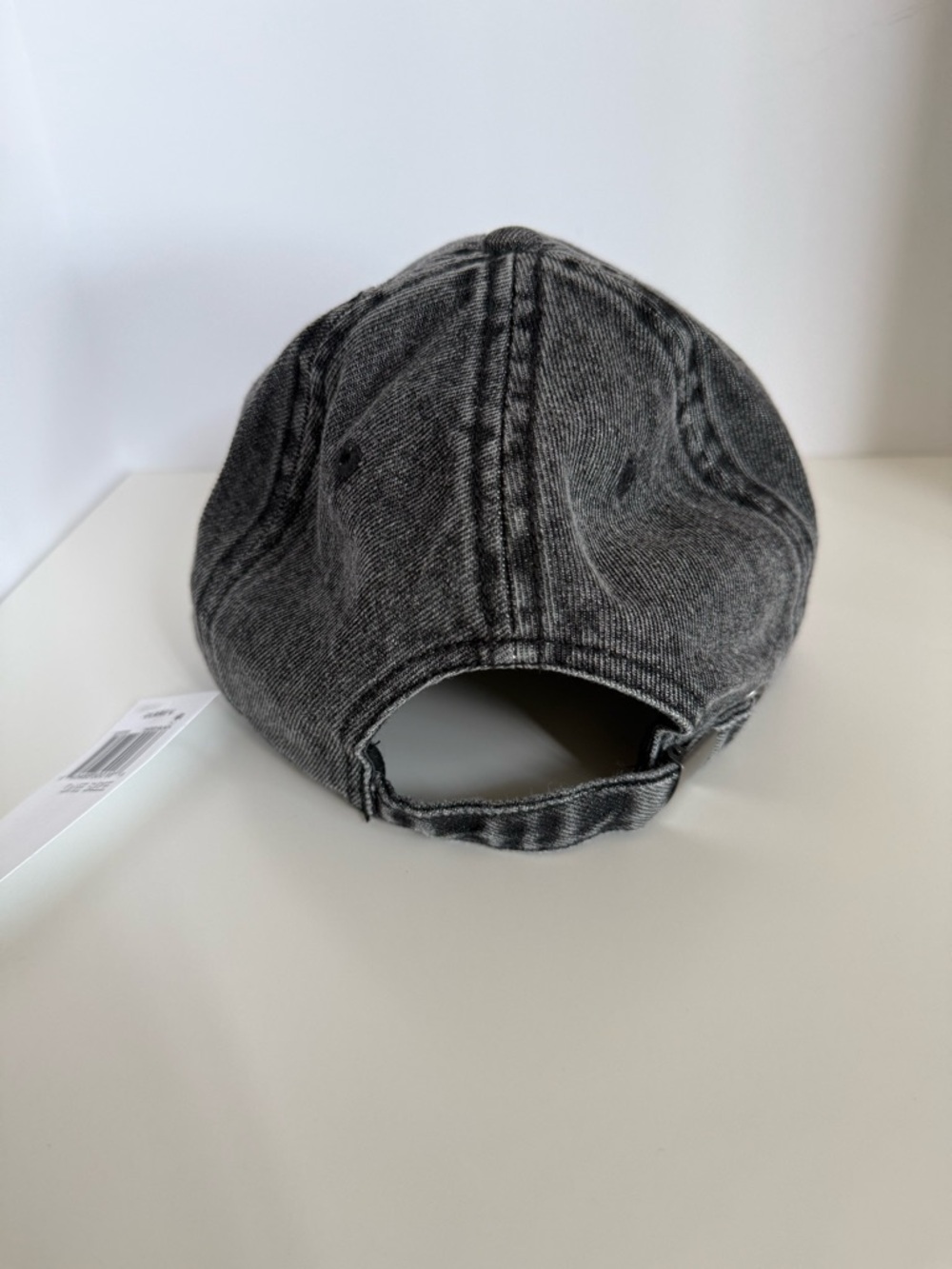 CLARE V. Oui Patch Washed Black Denim Baseball Cap - Picture 3 of 10